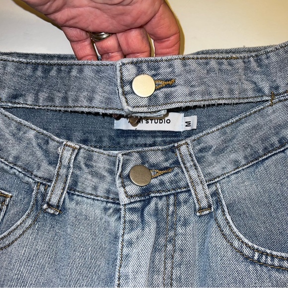 Ashi Studio Cut Out Waist High Rise Wide Leg Jeans Light Wash Sz M - Picture 3 of 14